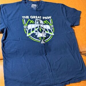 The Great PNW Graphic Tee - Navy with White & Lime Seahawk Design